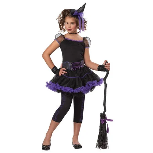 Girl's Purple and Black Stardust Witch Halloween Costume - Large