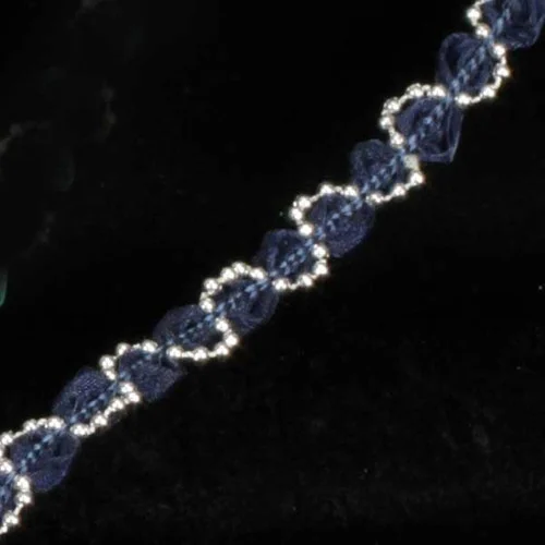Blue and Silver Pearl Twisted Craft Ribbon 0.5" x 55 Yards