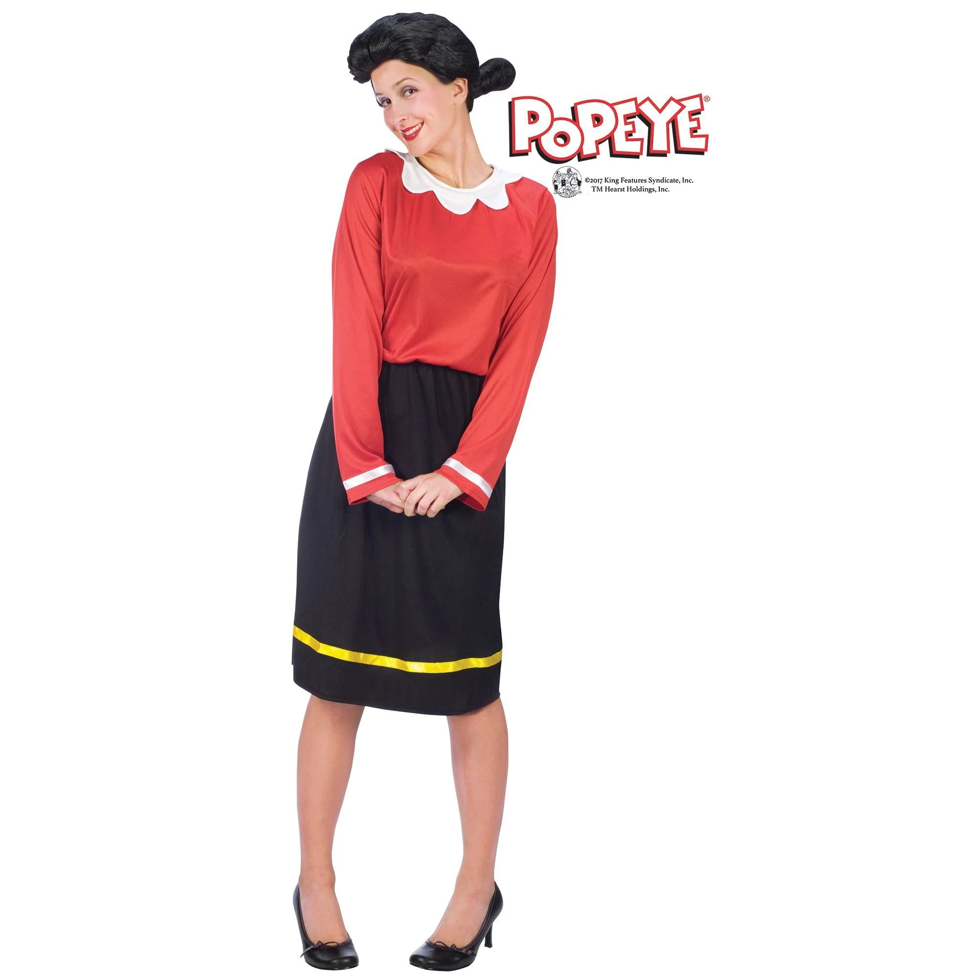 Popeye Olive Oyl Costume for Adults, Red and Black Dress