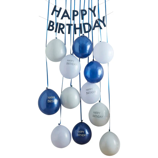 Ginger Ray Happy Birthday Blue Balloon Door Decor Kit
