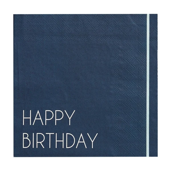 Ginger Ray Happy Birthday Blue Luncheon Eco Paper Napkins