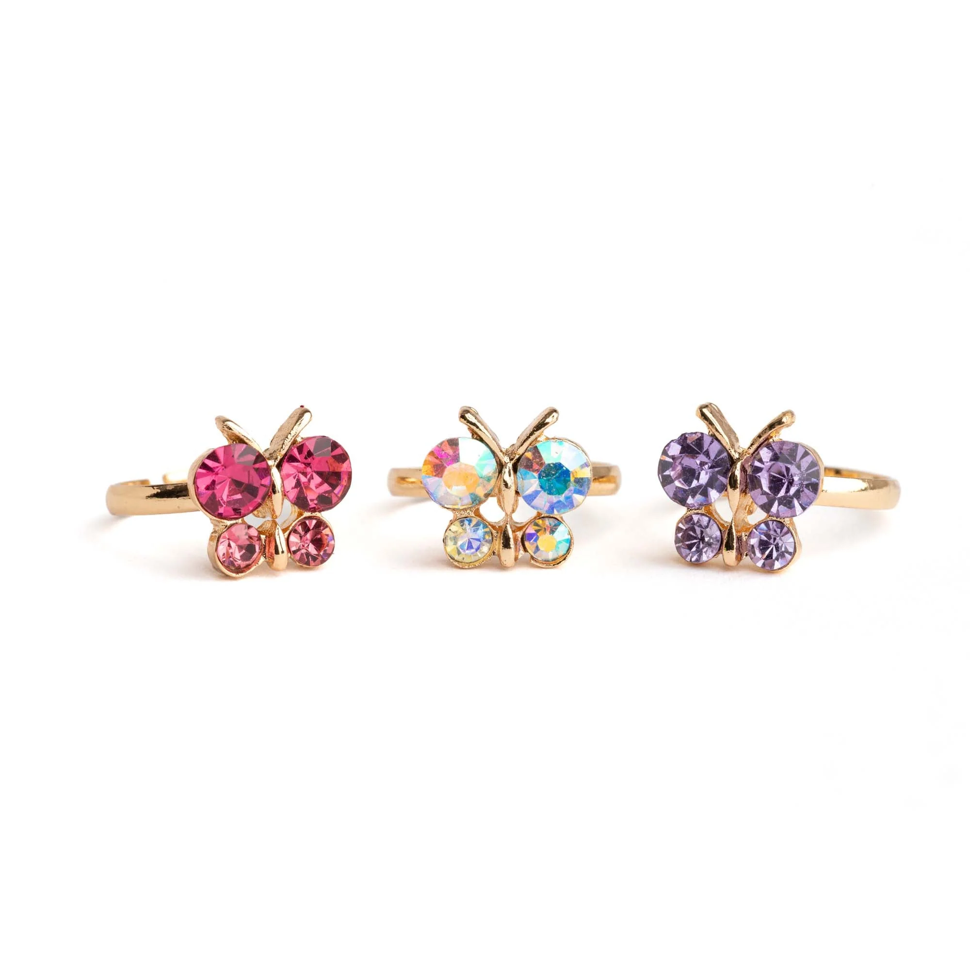 Boutique Butterfly GemRing Set for kids, 3 Count