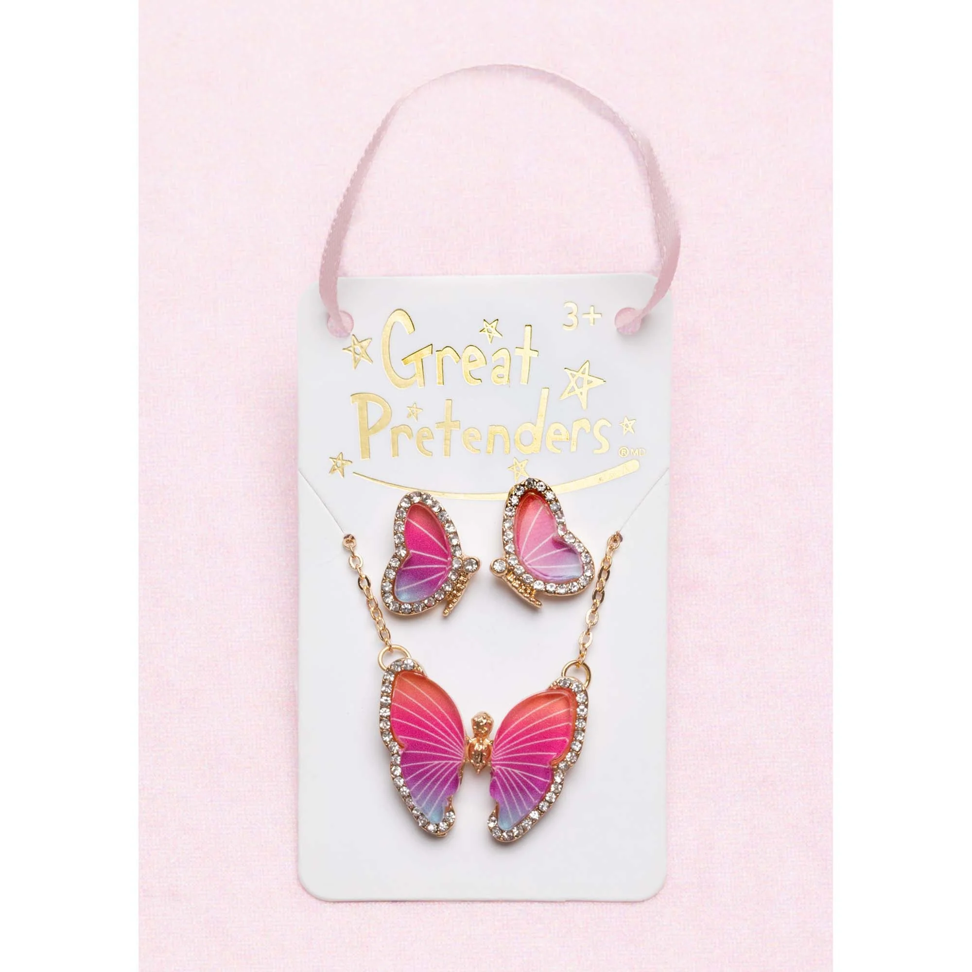 Boutique Butterfly Necklace and Earrings for kids , 1 Count