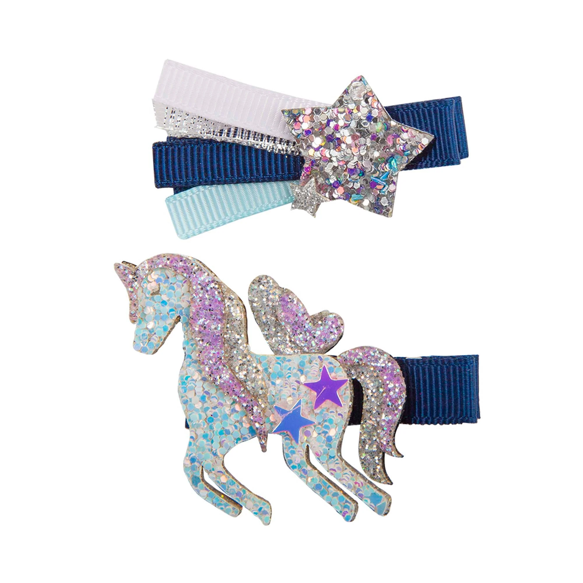 Boutique Navy Unicorn Star Hairclip for kids, Assorted, 1 count