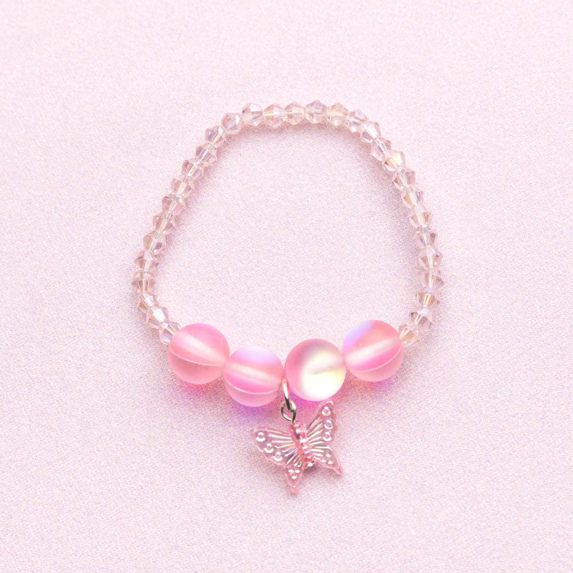 Boutique Pink Butterfly Crystal Bracelet for Kids, 1 Count
