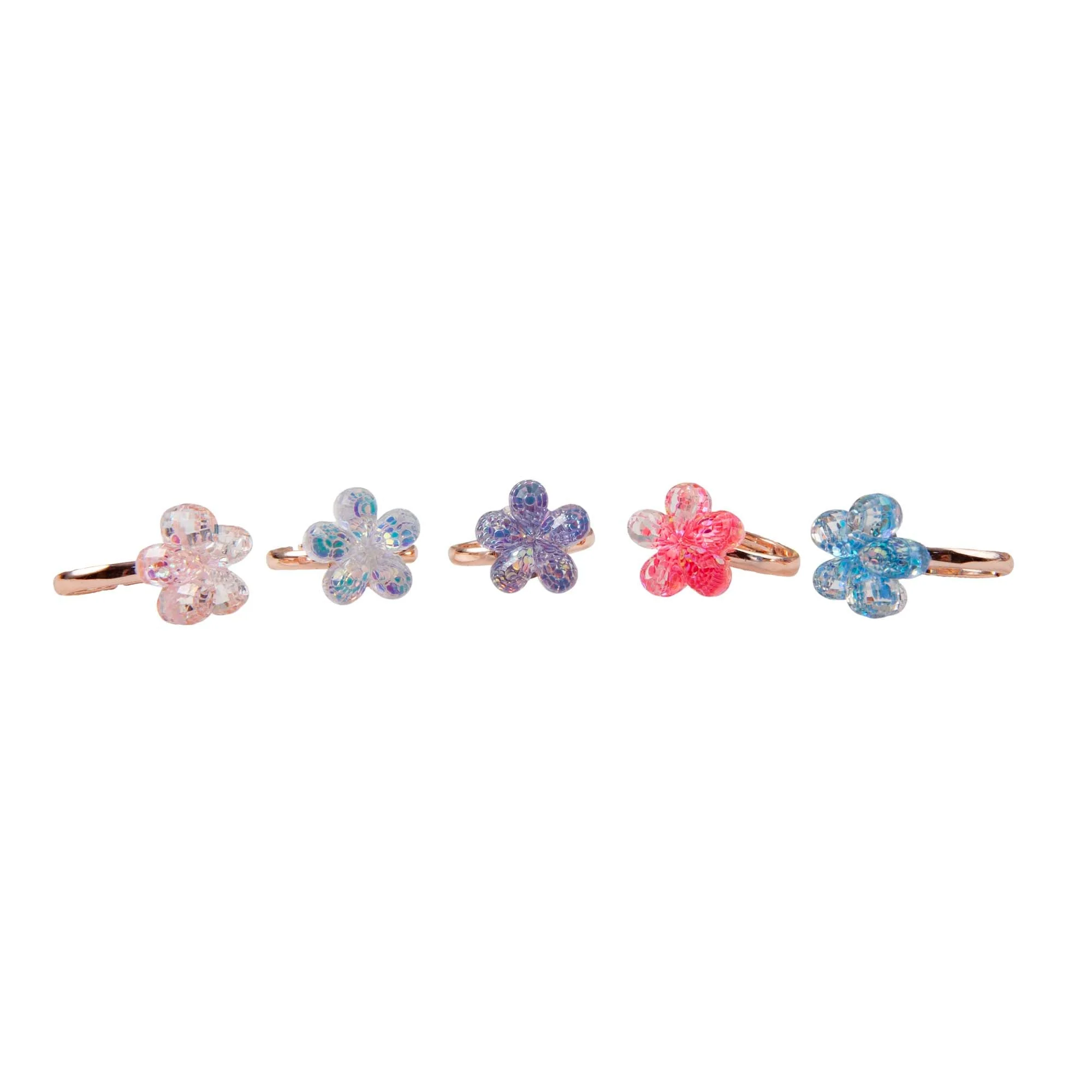 Boutique Shimmer Flower Ring Set for Kids, 5 Count