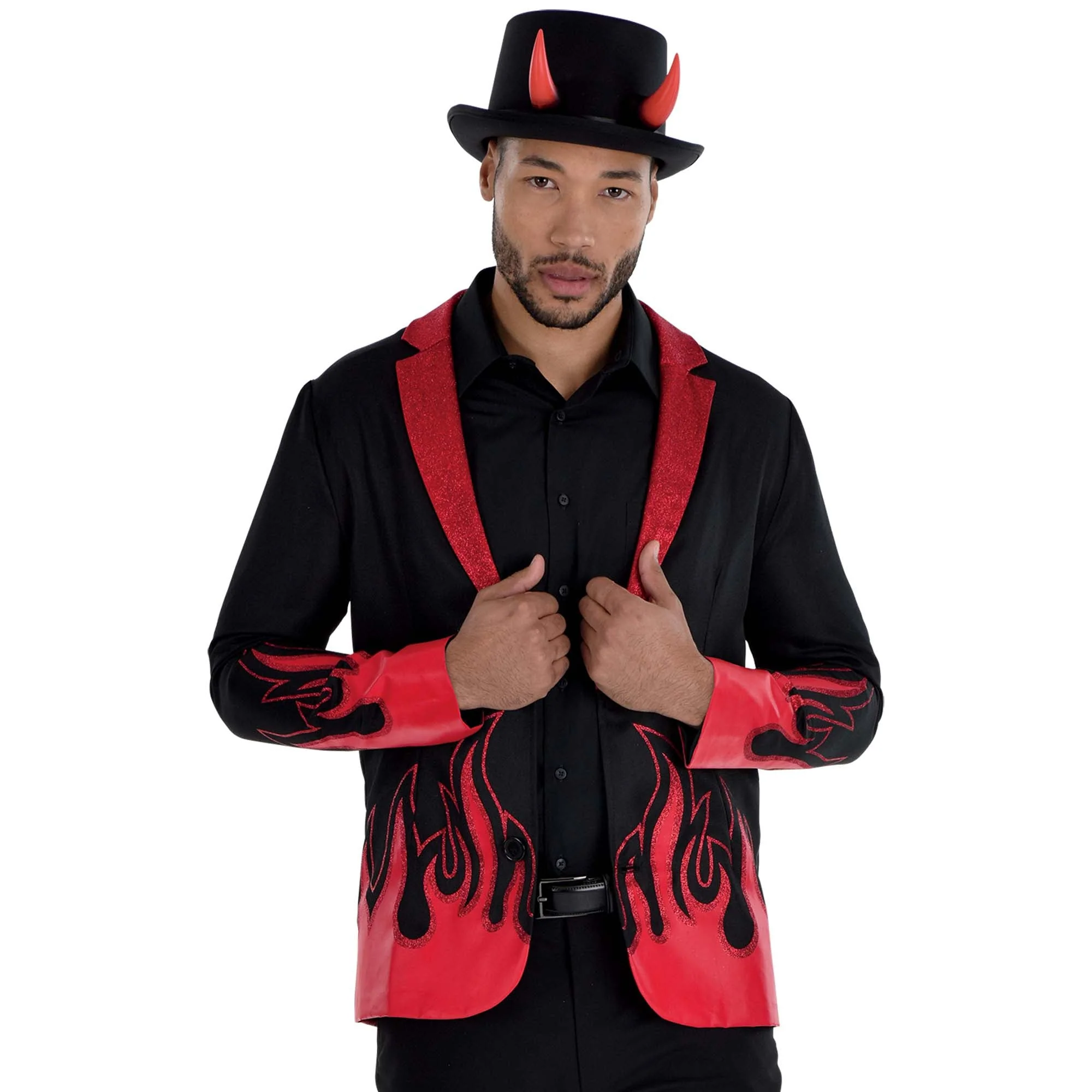 Black Devil Top Hat with Horns for Adults