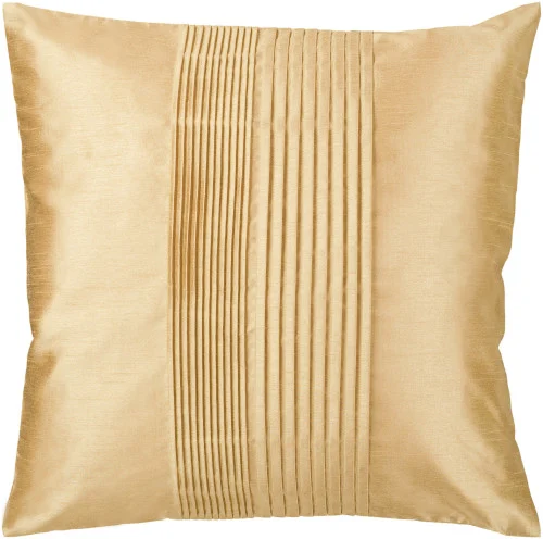 18" Champagne Yellow Tuxedo Pleats Decorative Throw Pillow - Down Filler