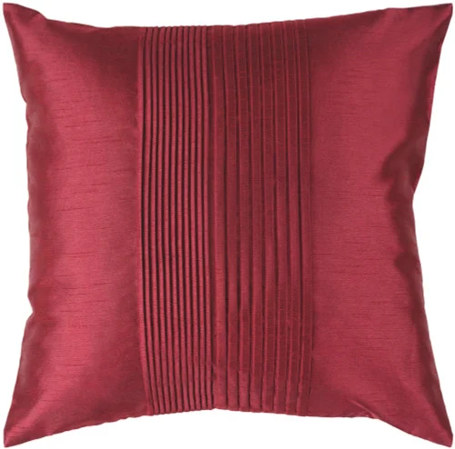 18" Cranberry Red Tuxedo Pleats Decorative Throw Pillow - Down Filler