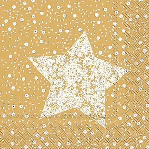 Gold Christmas Lace Paper Cocktail Napkins
