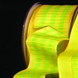 Yellow and Green Block Motif Wired Craft Ribbon 0.75" x 54 Yards