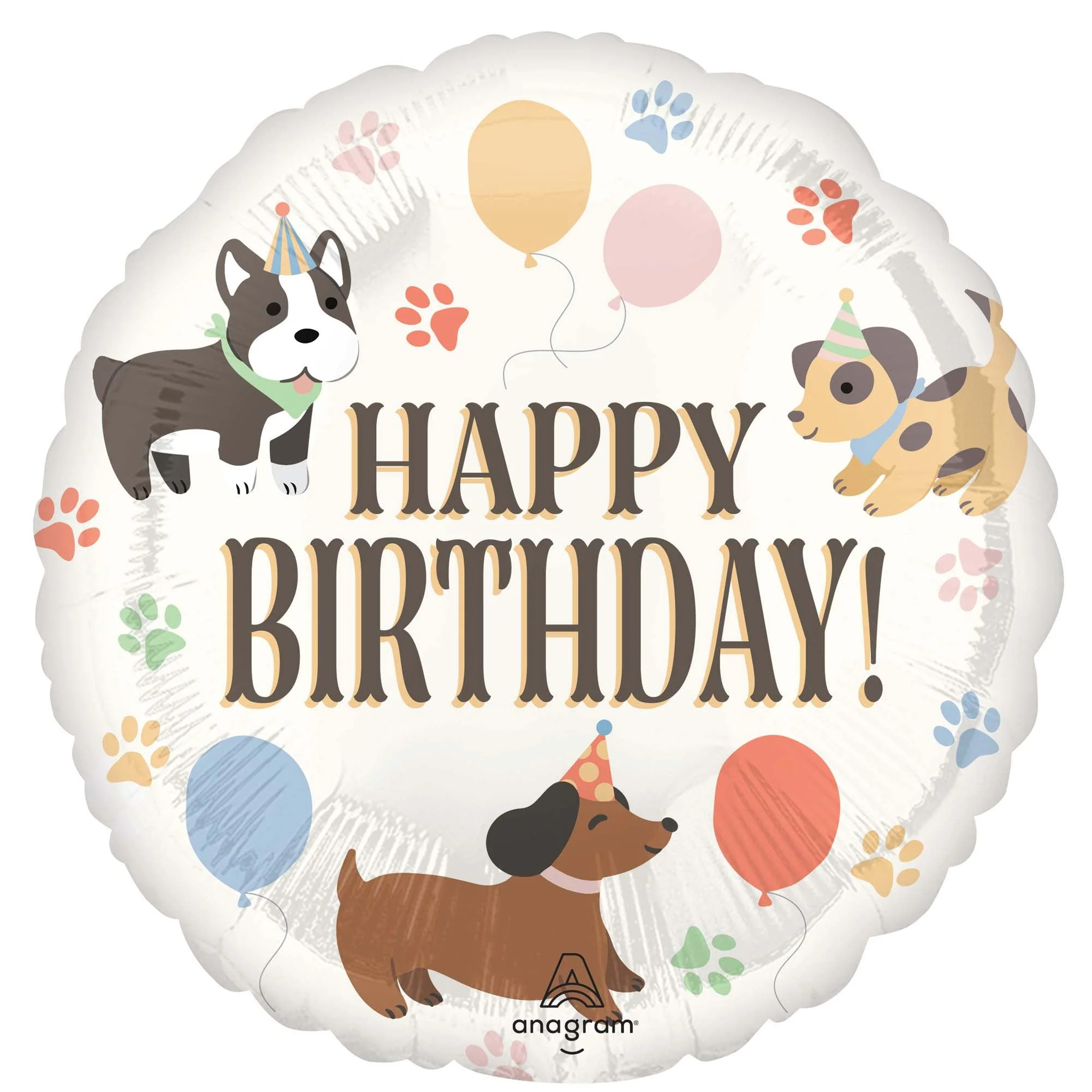 Paw Party "Happy Birthday" Foil Balloon, 18 Inches, 1 Count