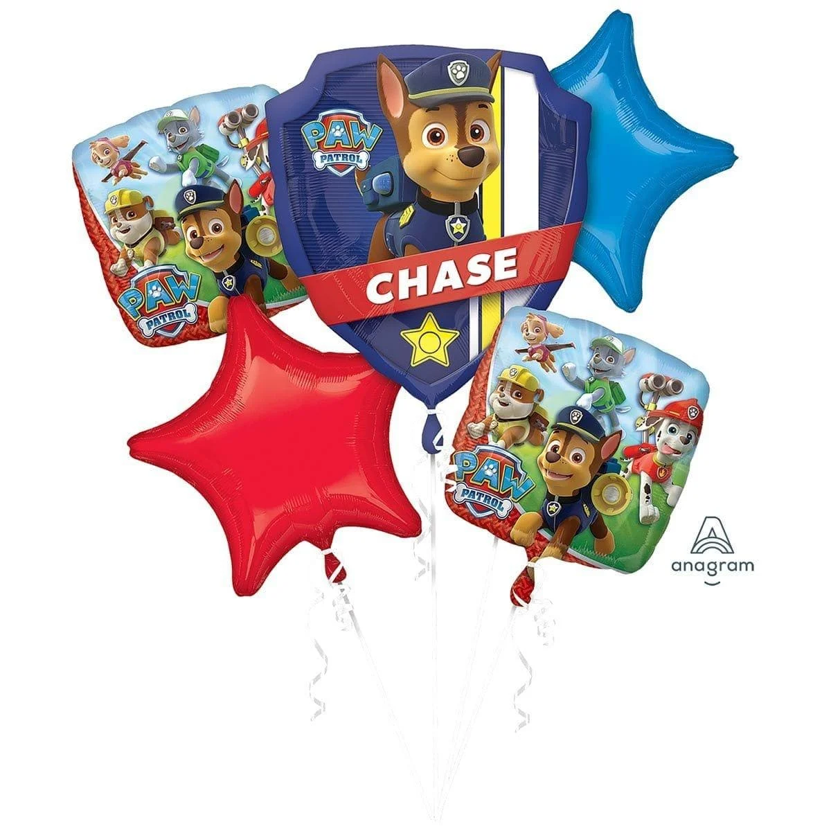 Paw Patrol Foil Balloon Bouquet, 5 Count, Helium Inflation not Included