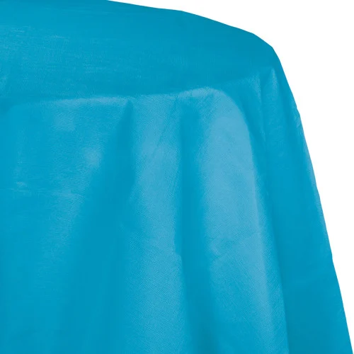 Round Disposable Picnic Party Table Covers - 82" - Turquoise Blue - Club Pack of 12