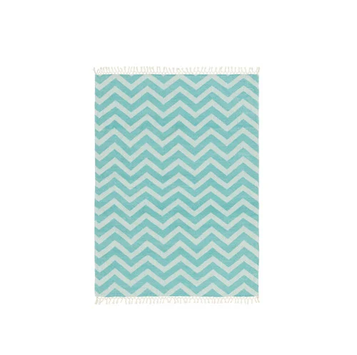 50" x 70" Aqua Blue Chevron Patterned Tassel and Fringe Throw Blanket