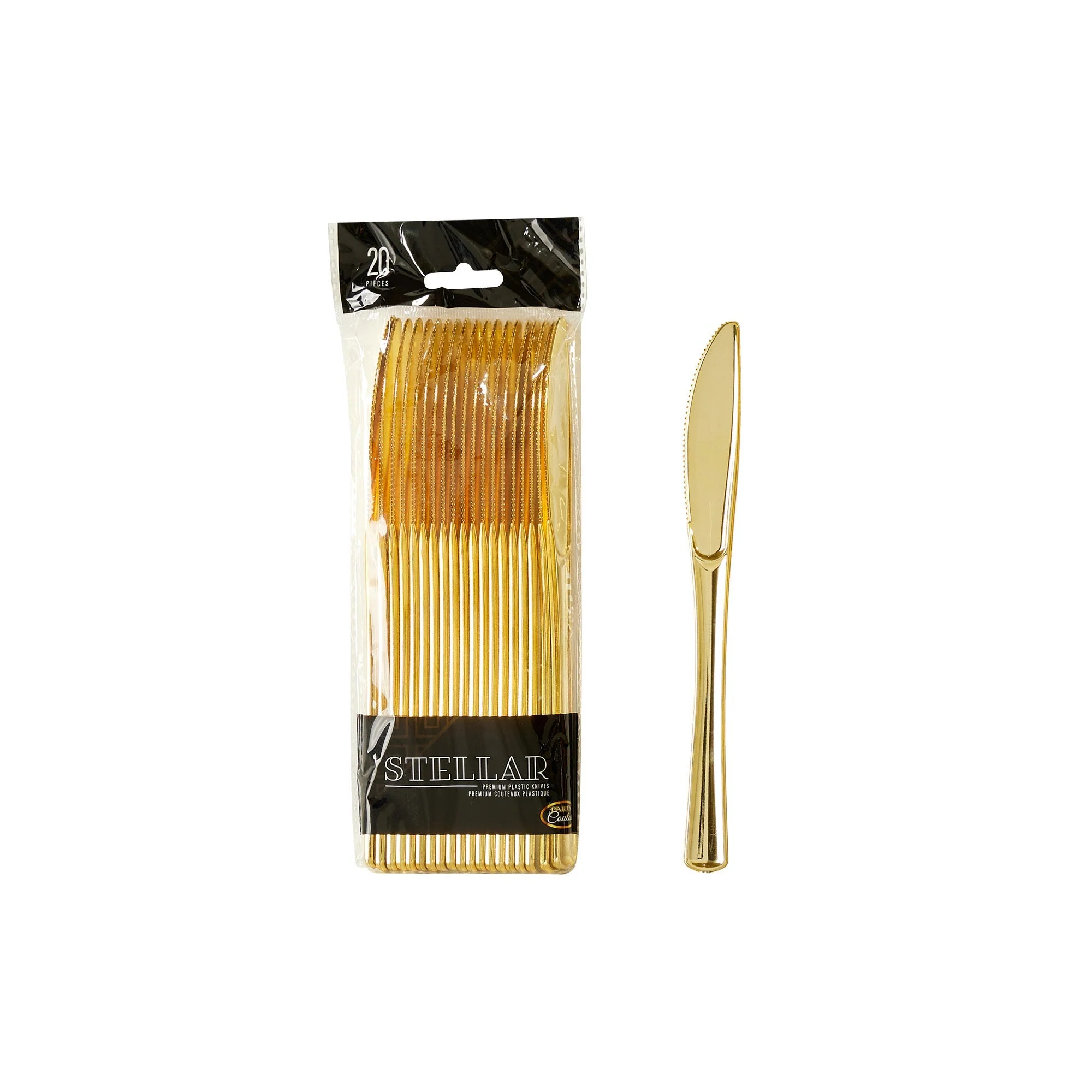 Gold Premium Plastic Knives, 20 Count