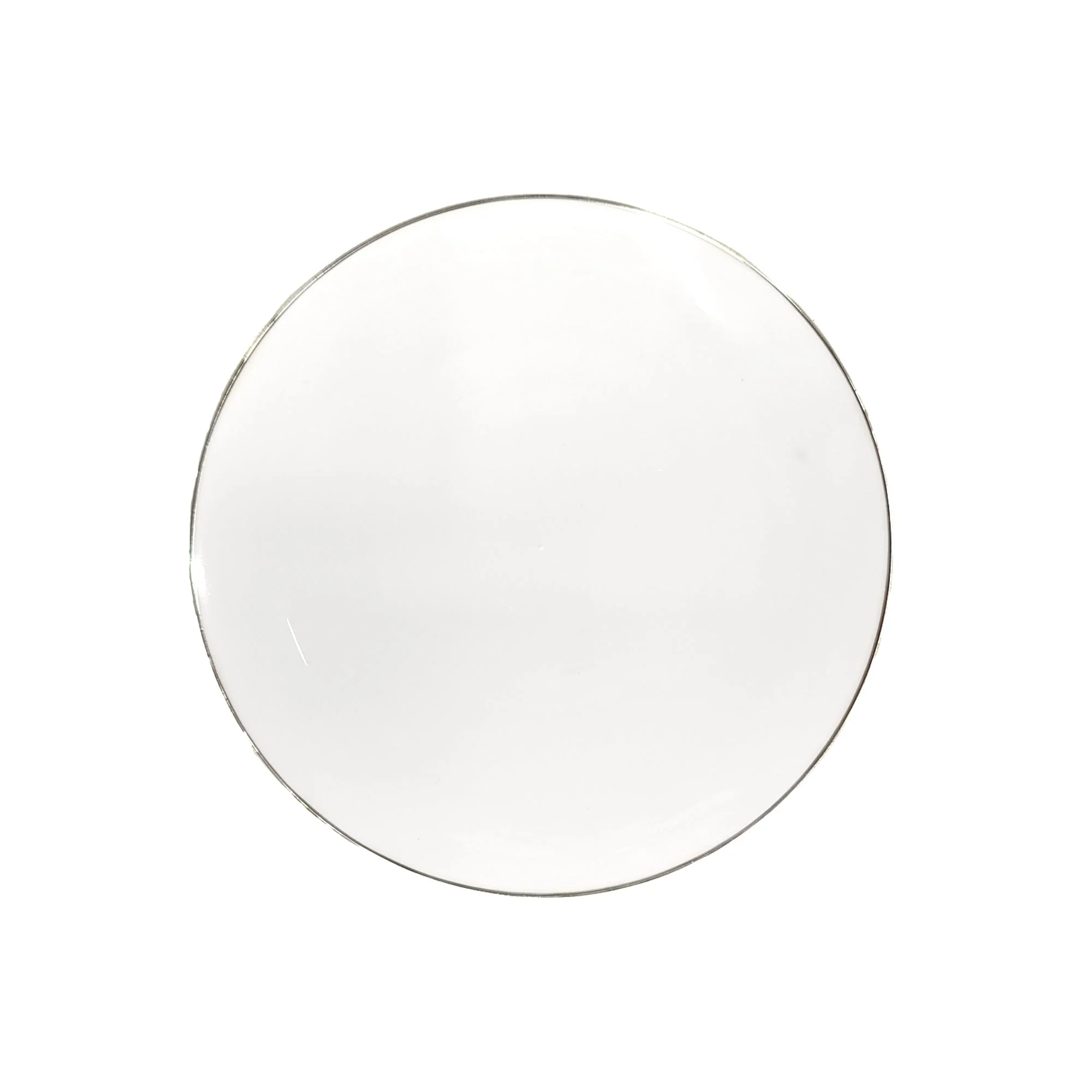 White Premium Quality Small Round Plates with Silver Rim, 7 Inches, 10 Count