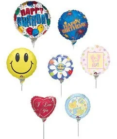 4" Air Filled - Birthday Balloons On A Stick