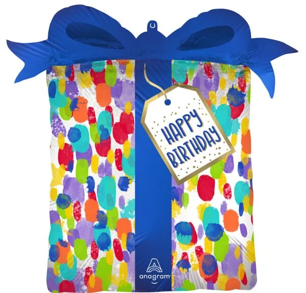 403 27" Satin Painterly Dots Birthday Foil Balloon
