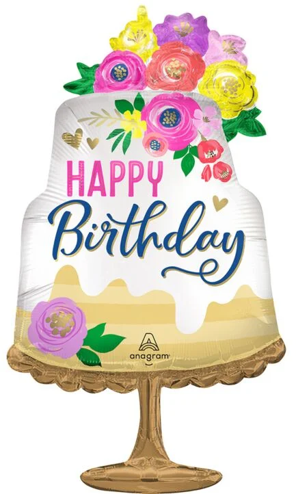 647 32" Satin Artful Floral Birthday Foil Balloon