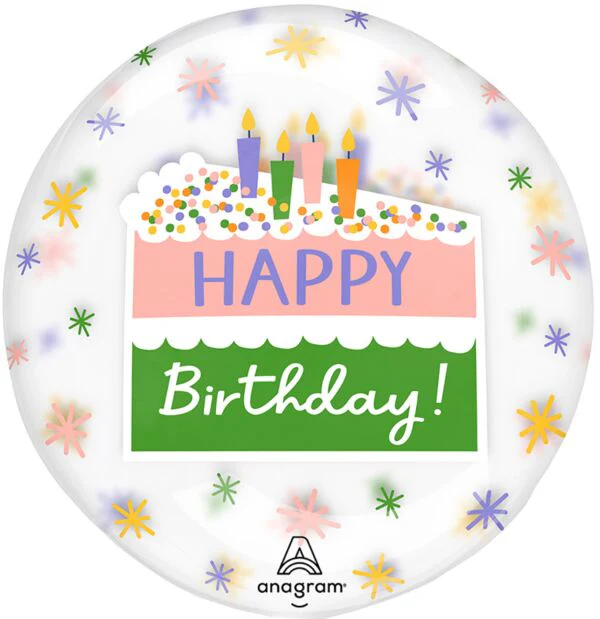 364 18" HBD Cake Slice Clearz Balloon