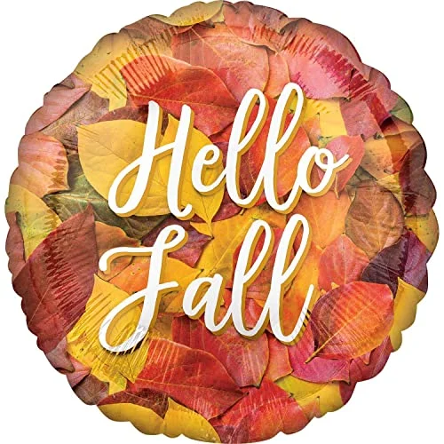 G008 18" Hello Fall Leaves Foil Balloon