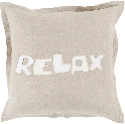 18" Gray and White "Relax" Square Throw Pillow - Down Filler