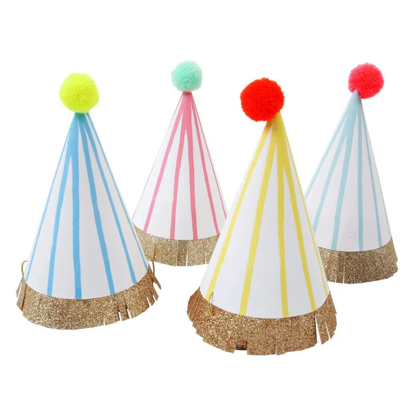 Stripe Pom Pom Party Hats