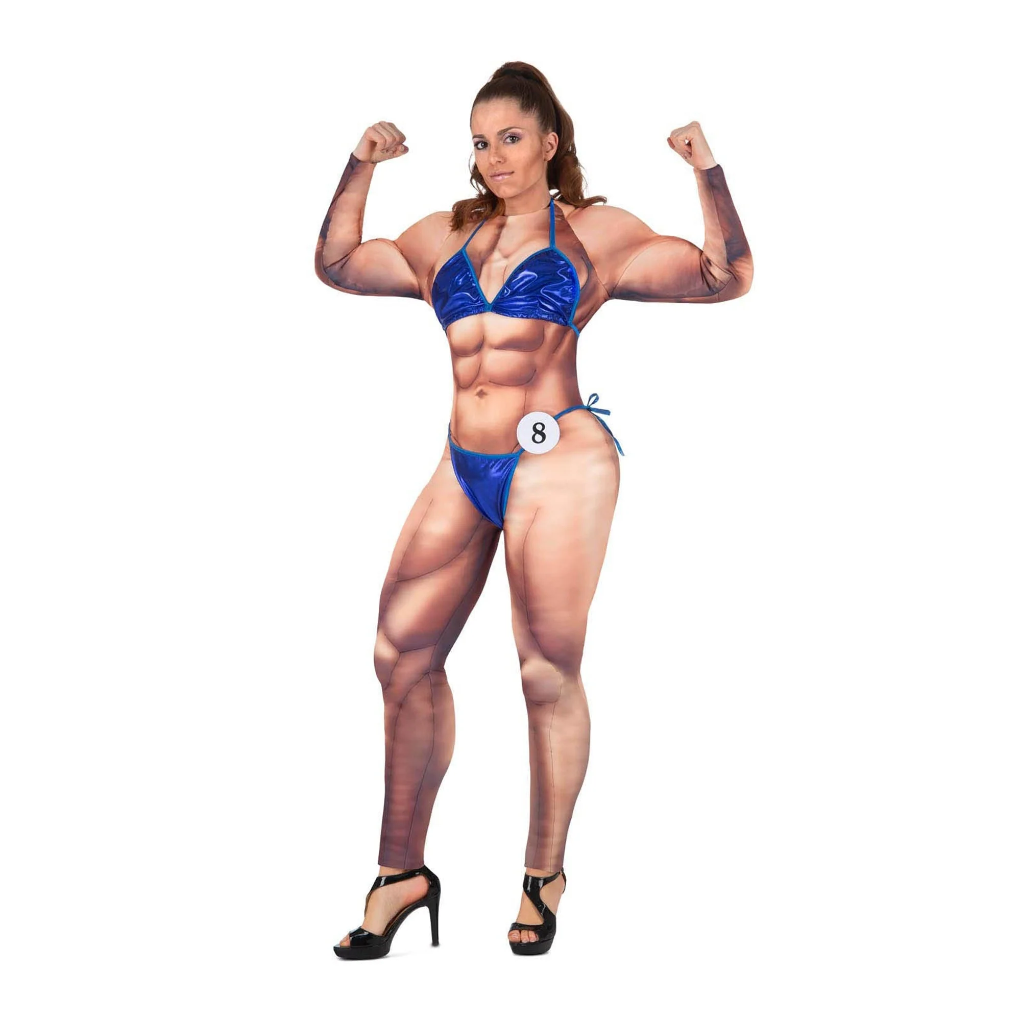 Women Bodybuilder Costume for Adults, Jumpsuit with Padding