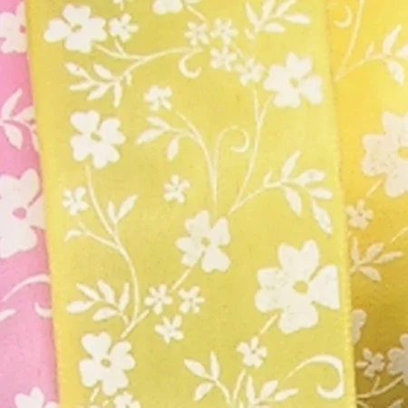 Yellow and White Small Flower Print Craft Wired Ribbon 1.5" x 54 Yards