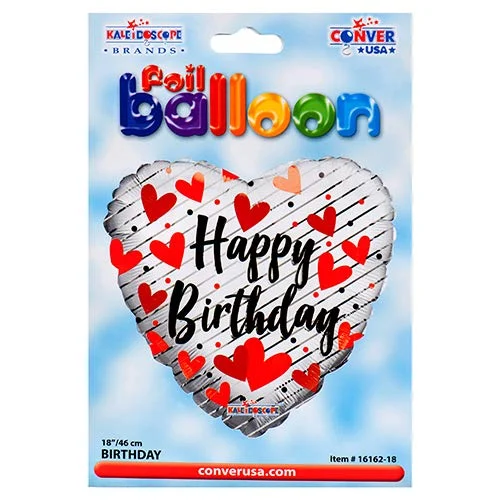 18" Happy Birthday Love Hearts Foil Balloon