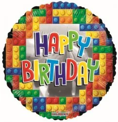 18" Happy Birthday Building Blocks Foil Balloon