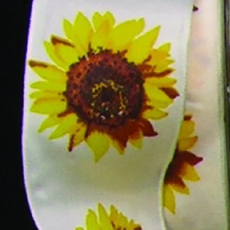 Yellow and Ivory Sunflower Woven Craft Ribbon 2.5" x 27 Yards