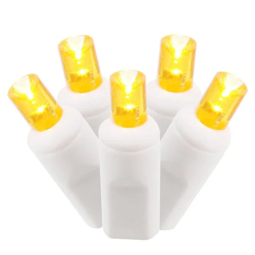 50-Count Orange LED Wide Angle Christmas Lights - 23.25' White Wire