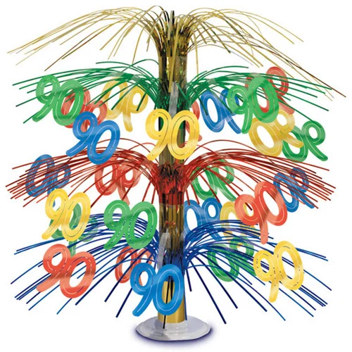 Pack of 6 Multi-Colored Happy "90th" Birthday Party Cascading Table Centerpieces 18"