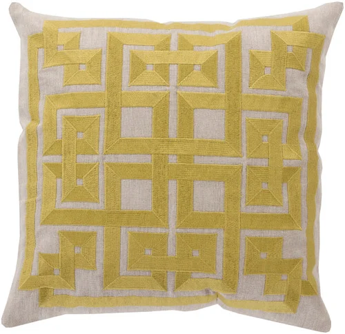 18" Maize Yellow and Tan Brown Contemporary Square Throw Pillow