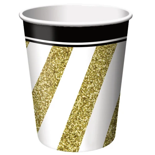 Striped Disposable Drinking Party Tumbler Cups - 9 oz. - Club Pack of 96