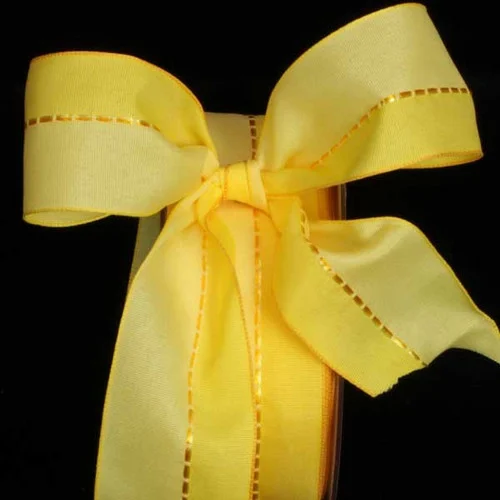 Yellow Solid Edge Wired Craft Ribbon 1.5" x 54 Yards