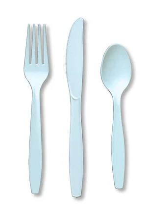 3-Piece Disposable Party Cutlery Sets - 7.5" - Pastel Blue - Club Pack of 288