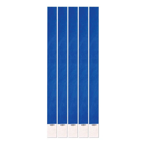 Club Pack of 600 Solid Blue 10" Tyvek Party Wristbands