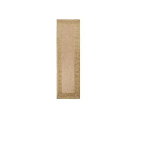 2.5' x 7.8' Desert Border Olive and Tan Outdoor Area Throw Rug Runner