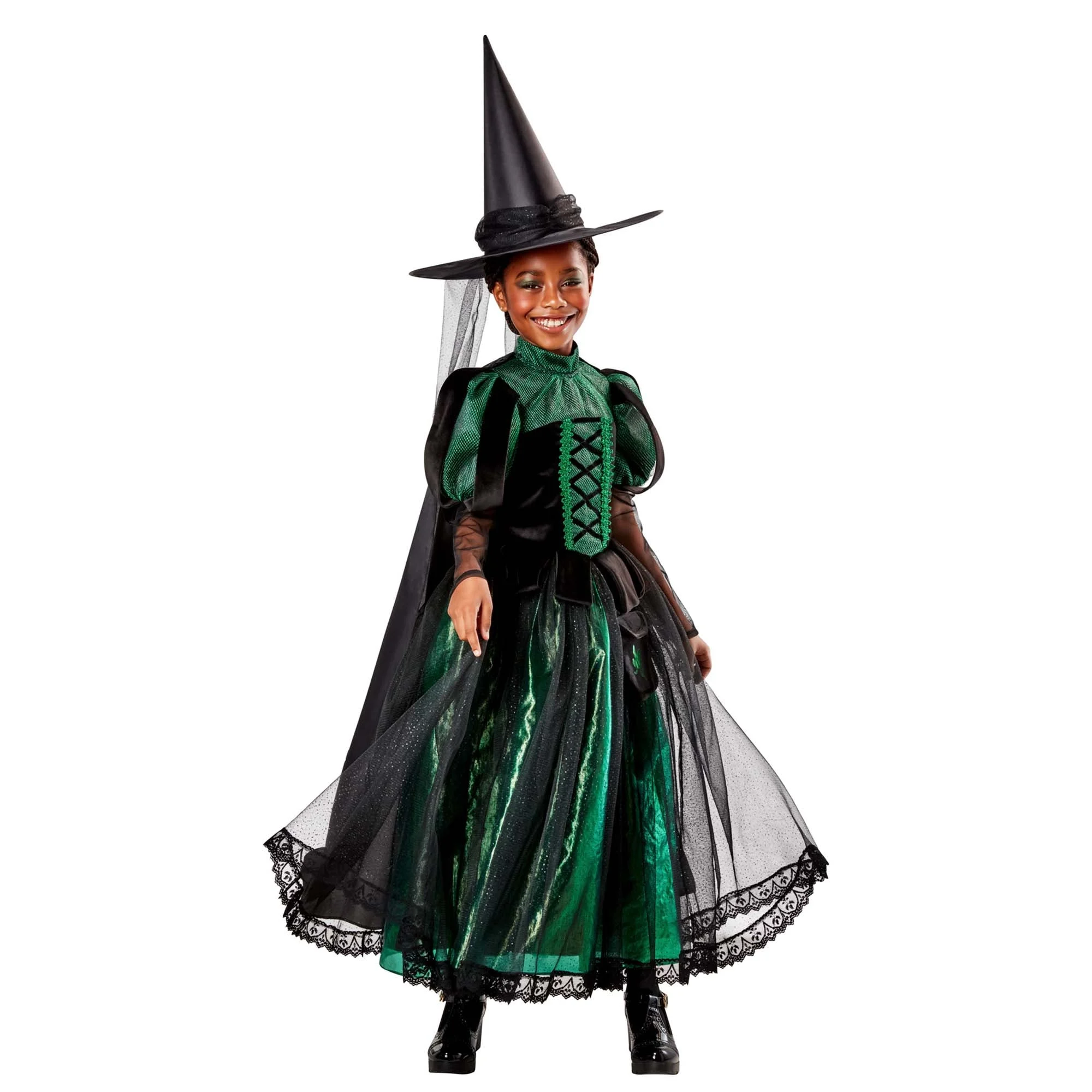 Wicked Elphaba Deluxe Costume for Kids, Black and Green Dress