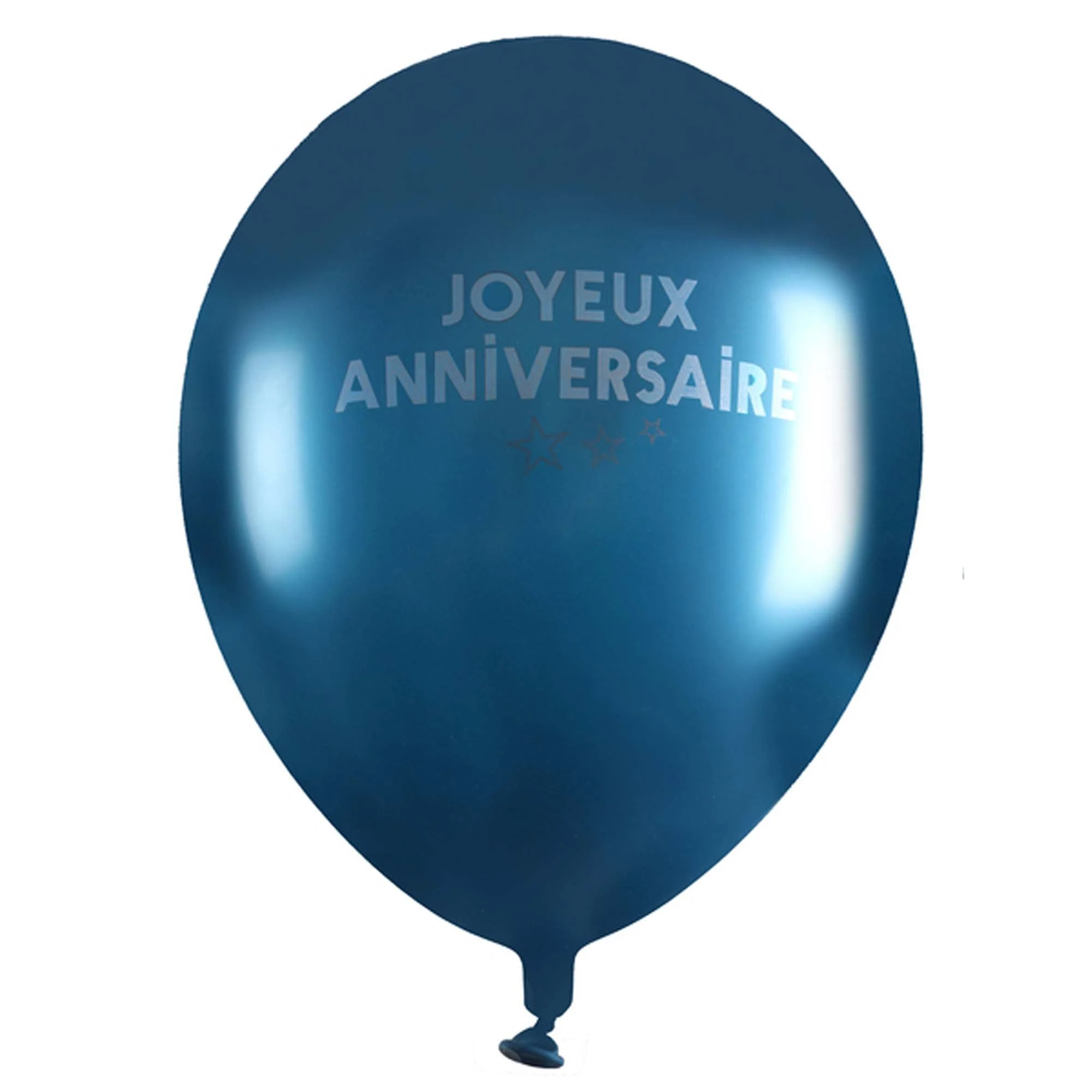 "Joyeux Anniversaire" Birthday Latex Balloons, Blue and Silver, 12 Inches, 6 Count