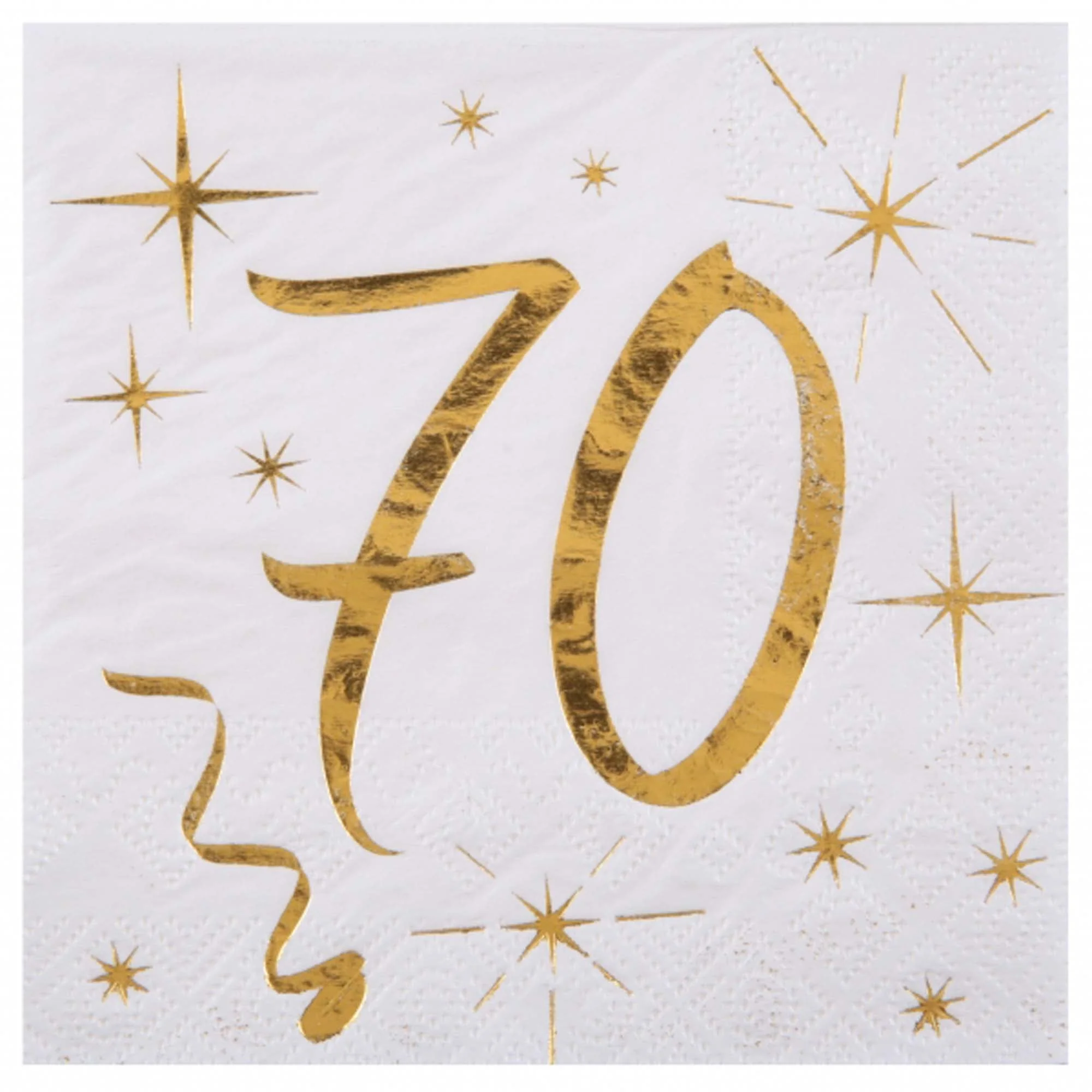 Starry Golden Age 70th Birthday Small Beverage Napkins, 20 Count
