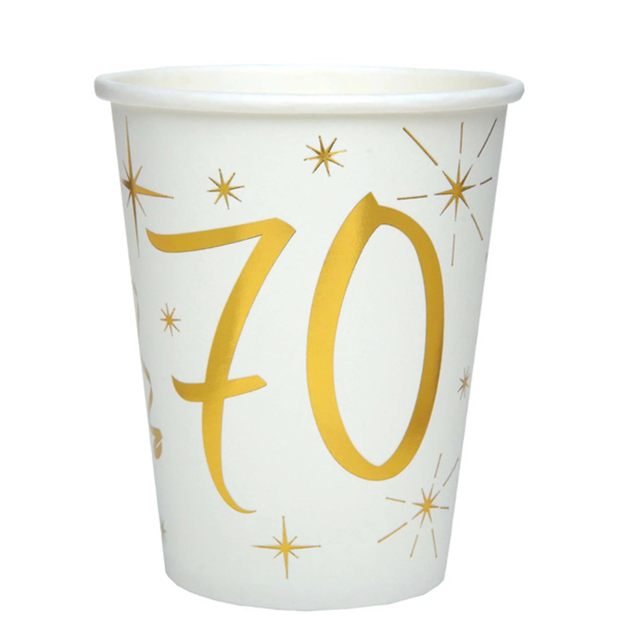 Starry Golden Age 70th Birthday Party Paper Cups, 9 Oz, 10 Count
