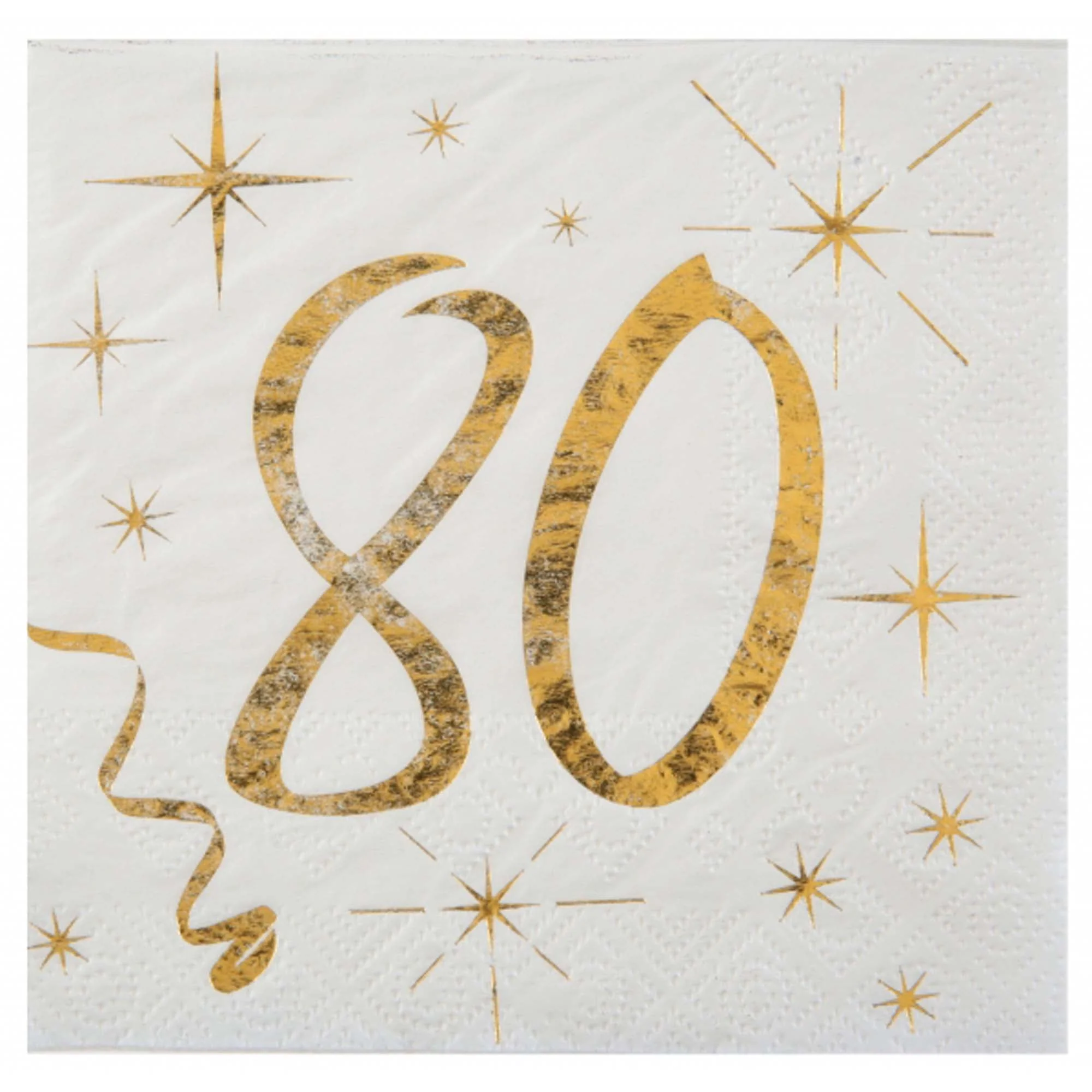 Starry Golden Age 80th Birthday Small Beverage Napkins, 20 Count