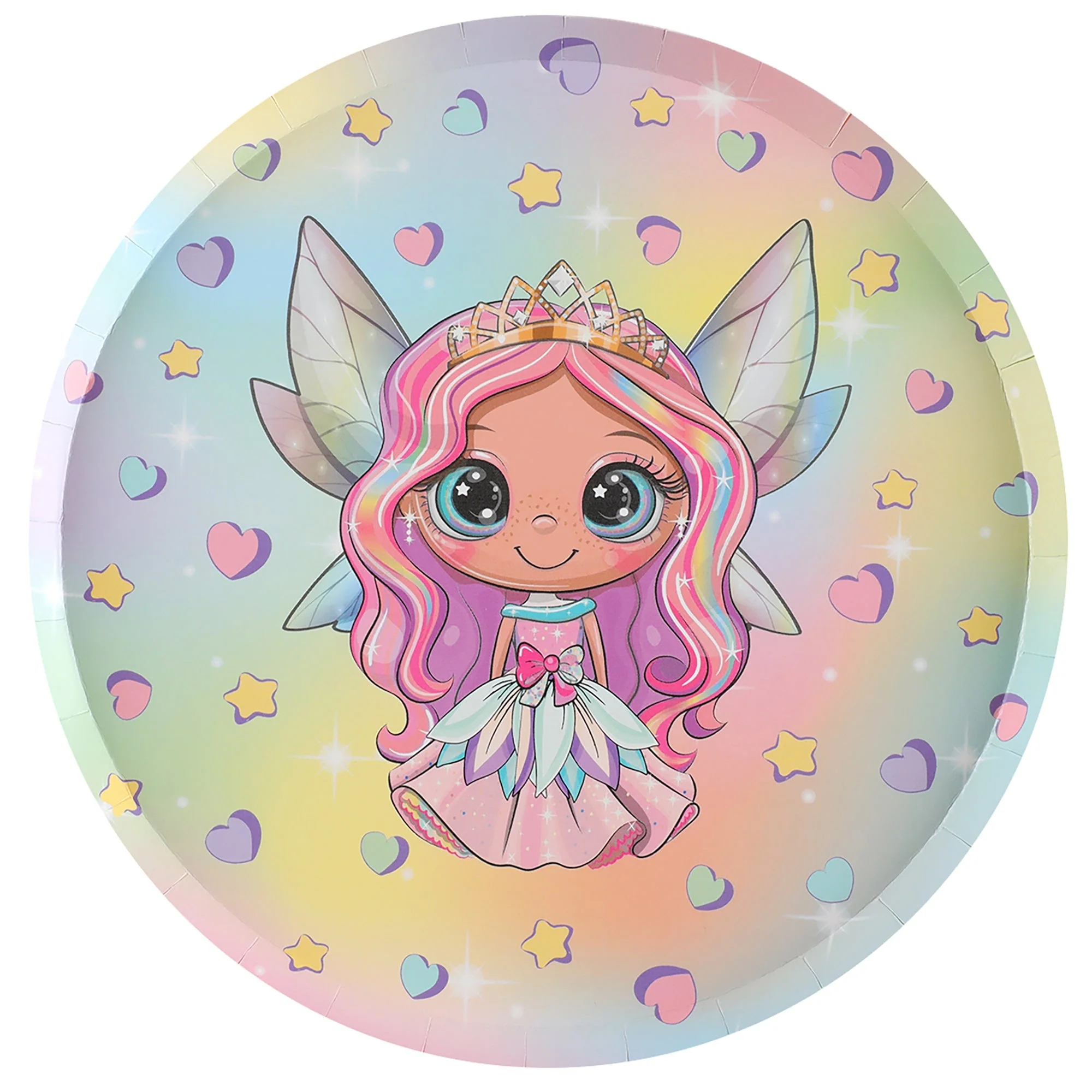 Little Fairy Birthday Large Round Lunch Paper Plates, 9 Inches, 10 Count