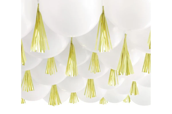 White Latex Balloon & Foil Tinsel Ceiling Decorating Kit30pc