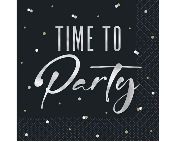 Silver Happy Birthday Luncheon Napkins16ct - Foil Stamping