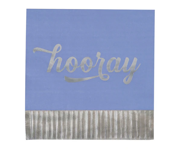 Silver & Bright "Hooray" Fringe Luncheon Napkins16ct - Foil Stamping